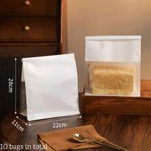 牛皮纸面包袋，带透明窗口 - 可重复密封，自封口，带金属扎带，保鲜 - 适用于烘焙食品、吐司、酸面包、贝果、羊角面包 - 棕色烘焙包装纸