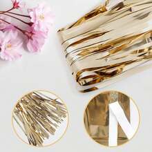 Champagne Gold Foil Backdrop, Metallic Glitter Foil, Tassel Curtains, Birthday Party Photo Booth Backdrop, Engagement/Bachelor Party Decorations. - Champagne - View 3