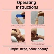 A Box Of 24pcs Of European And American Push-On Wearable Nails, Sweet And Cool Flowers, Glittering Diamonds, European Square Medium-Sized False Nails, Suitable For Girls And Women, Gifts With 1 Jelly Glue And 1 Nail File - 指尖上的甜蜜 - 查看 7