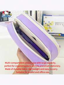 1pc Sanrio Kuromi/Cinnamoroll 9-Piece Large Capacity Pencil Case & Stationery Set, Includes Pencil Case, Stickers, Notebook, Clips, And Bag Charm - Cute Kawaii Stationery