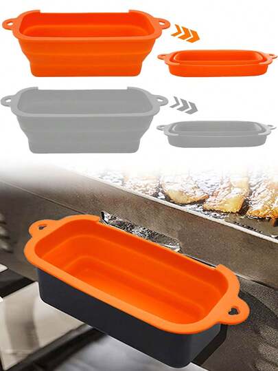 1pc Reusable Foldable Grease Catcher,Liner Grill Grease Tray,Blackstone Accessories,Silicone Grease Cup Liners,Oven Oil Box,Silicone Oil Separator