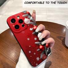 1PC Phone Case ,  Christmas Tree Ornaments Snowflakes , Stylish Phone Case, Phone Decoration, All-around Lens Protection, Creative Small Gift, Funny Gift for Boys and Girls - ブラック - チェックする 1