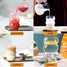 4Pcs Creative Glass Coffee Milk Cup Cute Spiral Caterpillar Cup Vintage Drinking Glasses Ribbed Glassware Aesthetic Cups With Straws Set - Multicolor - View 6