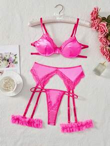 weiweihu Satin Sexy Bow Simple Sexy Underwear,Lenceria Para Mujer,Lingerie For Women>Set,Lingerie Sets For Women ,Christmas Outfit Women,Sexy Lingerie,Lingerie Sexy,Christmas Outfit Women>Lingerie,Lingerie For Women Seductive Nasty Kinky - 玫紅色 - 查看 9