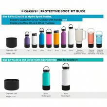 SLAWFlaskars Protective Silicone Boot For 12oz - 40 Oz Hydroflask Water Bottles Anti-Slip Bottom Stanley Sleeve Cover Bumper Black Fits Hydroflask 32 And 40 OZ - 黑色 - 查看 3