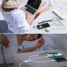 1条磁吸式三合一充电线，无线充电器，兼容 Series Ultra SE/10/9/8/7/6/5/4/3/2/1、17 Pro Max/16/15/14/13/12、iPad Air，适用于办公室、宿舍和家庭使用，可作为手机充电器。 - 白色 - 查看 3