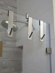 1pc Shaped Hook - Stainless Steel Sand Finish, Glass Door Shower Door Hook, Towels And Bathrobes, Wall Hanging/Wardrobe, Bathroom/Kitchen/Swimming Pool Multi-Purpose, Perfect Valentine's Day Gift, Practical Multifunctional Home Accessories, Bathroom Towel Rack, Wall Hanging Hanger, Wall Hanging Hanger, Bathroom Storage Rack, Toilet Paper Roll Rack - Multicolor - View 1