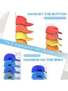 18er Baseballcap Halter, Wandmontierter Huthalter mit starkem Klebstoff, Mehrschichtiges Hutaufbewahrung- und Ausstellungsregal, geeignet für Kleiderschranktüren und Schlafzimmer (Schwarz) - Verschiedenfarbig - Übersicht 7