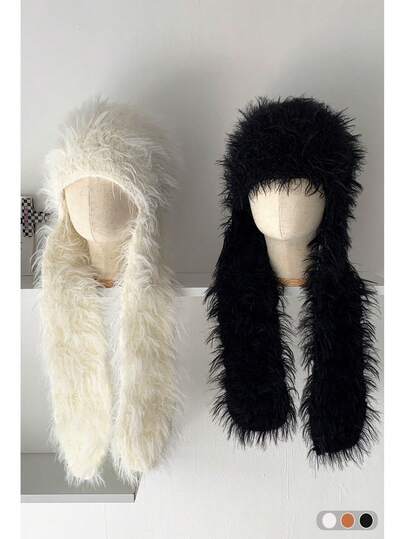 Whimsical Long-Ear Plush Knit Hat, Warm And Cozy Knitted Cap With Earflaps, Soft And Fluffy Winter Hat For Women, Great For Photography