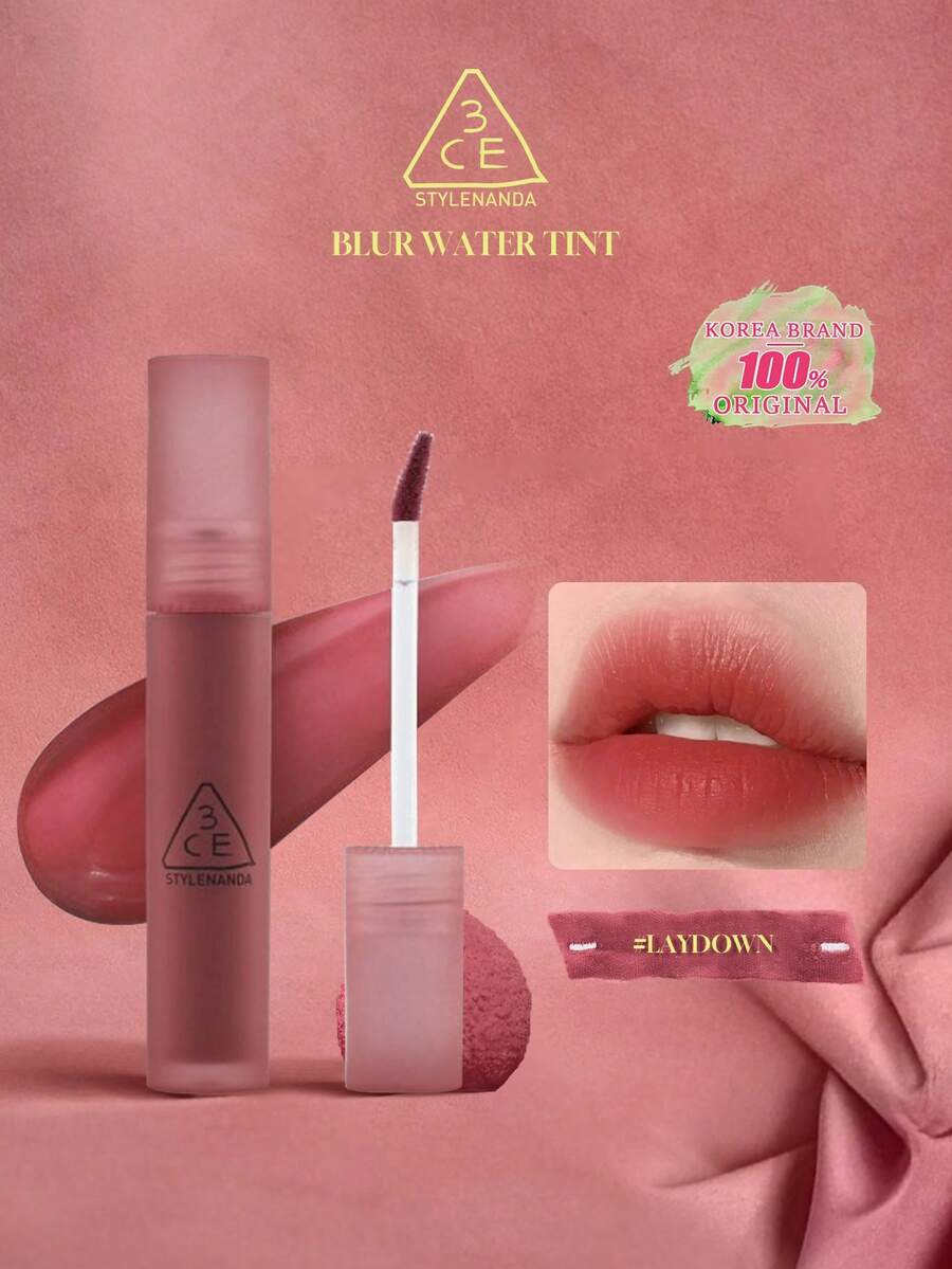 3CE BLUR WATER TINT #LAYDOWN, Liquid Lipstick, High Color Payoff, Strong Coverage, Long-Lasting, Moisturizing, High-Impact Color, Korean Cosmetics, K-Beauty, Gift