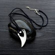 New Simple Smooth Wolf Tooth Necklace Pendant Horn Unisex Pendant - Bạc - Xem 2
