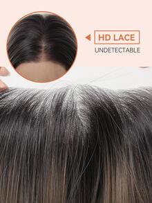 13*4 高密度蕾丝前假发，150% 密度，优质舒适女士假发，渐变金棕色 30 英寸长直发，采用耐热合成纤维制成，适合度假、旅行、家庭聚会、角色扮演和日常佩戴。 - 漸層 - 查看 5