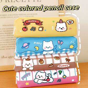 4 Cute Pencil Case, West Highland Waterproof Pencil Case, Student Large Capacity Stationery Box, Pencil Case, Cartoon Pencil Case, Cartoon Stationery, Mini Pencil Case, Portable, Cute