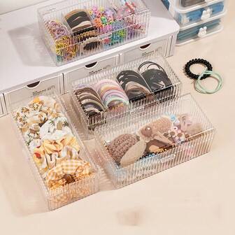 1pc Classic Polished Plastic Jewelry Storage Box With Snap Closure - Dust-Proof Waterproof Transparent Desktop Organizer Box For Necklaces, Rubber Bands, Hair Clips, Hair Ties - Desktop Jewelry Box, Cable Organizer, Small Card Accessories Multi-Function Storage