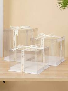 1个白色/透明盖蛋糕盒，烘焙食品礼盒，适用于蛋糕、糕点、巧克力、饼干、馅饼、生日派对、婚礼、情人节、礼品包装