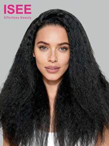 ISEE Hair Invisi 抽绳式蓬松直发 360 度蕾丝前额无胶假发，漂白发结，即戴即走，无需胶水，真人发假发，预先拔毛发际线，180% 密度，14-16 英寸波波头，18-26 英寸常规款，未经加工的处女发，度假氛围，活力四射，旅行必备，假日装扮，伴娘礼物，运动度假 - SNatural - 查看 2