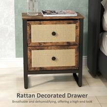 Industrial-Natural Bedside Table | Rustic Brown Nightstand With Drawer - Default - View 4
