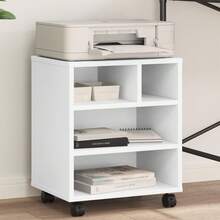 Suporte para impressora vidaXL com rodas, branco, 41x32x48 cm - Castanho - Ver 1