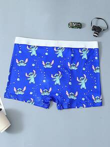 Disney 1pc Cartoon Print Underwear-Soft-Comfortable, Letter Elastic Waistband, Casual Men's Underwear - Multicolor - View 5