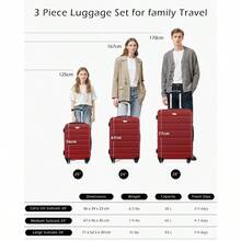 COOLIFE Carry On Luggage ABS+PC Lightweight Hard Shell Suitcase Luggage With TSA Lock And 4 Durable Spinner Wheels Red 20 Inch - Red - View 4