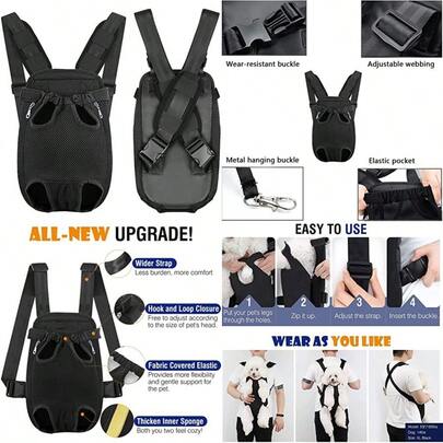 New Pet Carrier Backpack Adjustable Pet Front Cat Dog Carrier Backpack Travel Bag Legs Out Easy-Fit For Traveling Hiking Camping For Small Medium Dogs Puppies Biking And Motorcycle Camping Hiking S