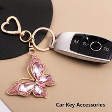 2 Pack Cute Keychains For Women: Rhinestone Butterfly Pom Pom And Bow Bag Charms - Purse Accessories Fits Bogg Bags - 粉色 - 查看 4