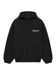 Essentials Autumn Winter Hoodie 'Dark Oatmeal' 'Black' Loose Drop Shoulder Hooded Women Sweatshirt, Vintage Flocking Craftsmanship Combined With Modern Men Breathable Technology, Warm Cotton Flocking, Loose Urban Functional Wear, High-End Cotton For Urban Street Style, Loose Silhouette Gender-Neutral Design, Mixed-Color Cotton For Low-Profile, Preferred Choice For Cafes And Hiking.Fall Halloween Sweater 13-05-FW24 - 黑色 - 查看 1