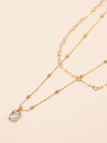 1件/3件/5件装宝石吊坠项链，时尚多层金心形链项链，适合女士日常佩戴