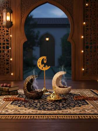 1个拉玛香炉，阿拉伯风格巴库尔香炉，装饰香炉，家居装饰，房间装饰，派对和节日装饰摆件，客厅配件，星星、月亮、灯笼造型