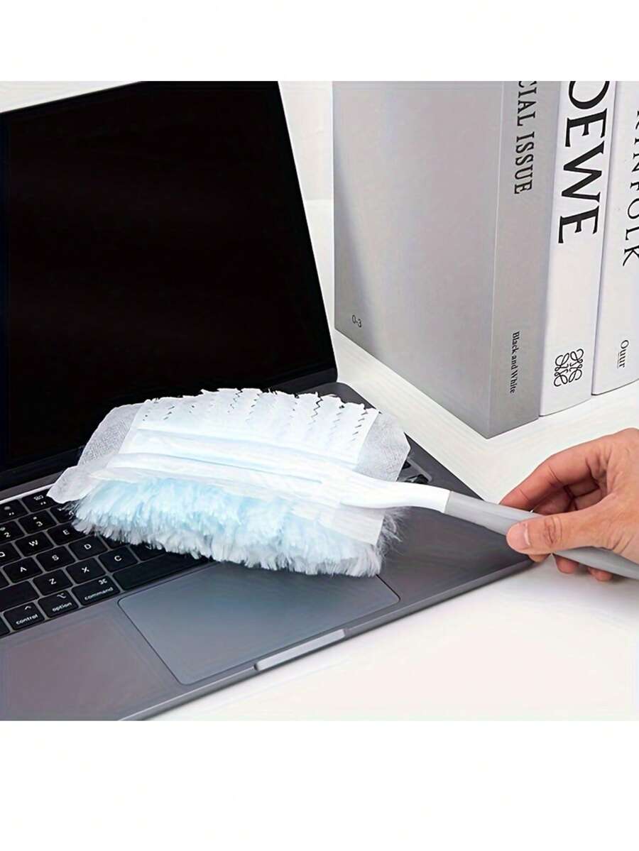 30/50片装一次性静电除尘布替换装，360度清洁桌面、书架、洗衣机、家具、汽车、键盘，洗衣机除尘头替换装（含随机颜色手柄）