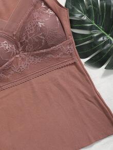 2Pcs Women's Thickened Warm Fleece Lined Halter Vests - Winter Warmth,Underwear With Bra Integrated Design, Elegant Lace Edge Design, Can Be Layered Under Dresses And Tops, Comfortable Underwear, Fashionable Innerwear, Suitable For Cold Weather - 杏色 棕色 - 查看 8