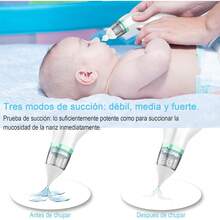 Limpiador  Eléctrico para Bebés, Saca Mocos para Bebe con Carga USB, Extractor de Mocos para Bebe con 2 Cabezales de Silicona, 3 Niveles de Succión Ajustables, Música y Calmante Ligera - 1 - Ver 5