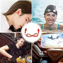 Tapones para Oídos de Silicona para Natación, 8 Pares Tapones para Oídos, Tapón Auditivo con Cable con Caja, para Dormir, Nadar, Viaje, Reducción Del Ruido, Earplugs, Cómodos y Portátiles - Color Múltiple - Ver 6
