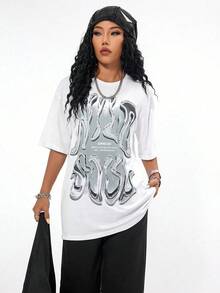 2026 Summer ShirtCoolane Women's Summer Concert Streetwear Vintage Casual Y2K Hippie Old Money Comfortable Lips Graphics Oversized White TeesLoose An - 白色 - 查看 12