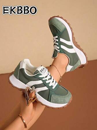 Women's Comfortable Lace-Up Sneakers - Lightweight Multifunctional Casual Shoes, Non-Slip Rubber Sole, Suitable For All Seasons