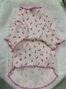 1 pieza Vestido de Body completo con estampado para mascota perro/gato con moño rosa, para Teddy, Poodle, Chihuahua, Vestimenta cómoda y transpirable para uso casual en interiores/exteriores para primavera/otoño