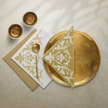 PAW - 50 Pieces Linen-Feel Paper Paper Napkins 16inch X 16inch, Disposable Cloth-Like Napkins With Reverse Gold Design, Dinner Napkins For Party, Wedding, Christmas,DinnerNapkins,ReverseMotifGold-White - ReverseMotifGold-white - View 6