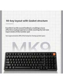 Lenovo MK9 98 鍵機械式鍵盤 人體工學 線性手感 全鍵無衝 筆電桌上型電腦適配 有線辦公遊戲鍵盤 - 淡雅粉(紅軸) - 查看 3