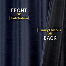 Chyhomenyc Uptown Navy Blue Faux Silk Curtains 96 Inch Length 2 Panels For Bedroom, Shiny Luxury Room Darkening Slub Textured Soft Fabric Rod Pocket Window Drapes, Each 40x96 Inches, 8 FT,NavyBlue40inchWx96inchLPackof2 - 海軍藍40吋寬x96吋長2個裝 - 查看 4