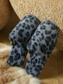 男士豹纹拖鞋，保暖室内家居休闲性感款 - 灰色 - 查看 2
