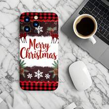 1PC Phone Case ,  Merry Christmas Reindeer Snowflake Pinecone , Stylish Phone Case, Phone Decoration, All-around Lens Protection, Creative Small Gift, Funny Gift for Boys and Girls - ブラック - チェックする 6