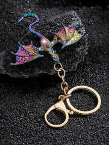 1 件时尚欧美风格复古龙渐变玻璃钥匙扣，带水钻水晶装饰，优雅男女通用重型钥匙扣吊坠汽车配件包饰 - 古金色 - 查看 18