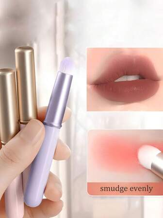 3 st/1 st professionell läppstiftsborste med runt huvud och lock, läppapplikatorer, läppborstar, läppborste, mini blendingborste, concealerborste, bärbar läppstiftsborste med lock för resor