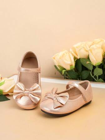 1 Pair Fashion Infant Flat Shoes, New Casual Children Bow Decor Flat Shoes For Girls, Suitable For Spring, Summer, Autumn, Winter