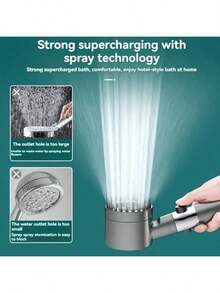 High Pressure Shower Head With Filter, Shower Hose And Shower Bracket, 4 High Pressure Spray Modes, Bathroom Shower Head With Pause Switch, Water-Saving Massage Type Bathroom Accessories - Grey - View 6