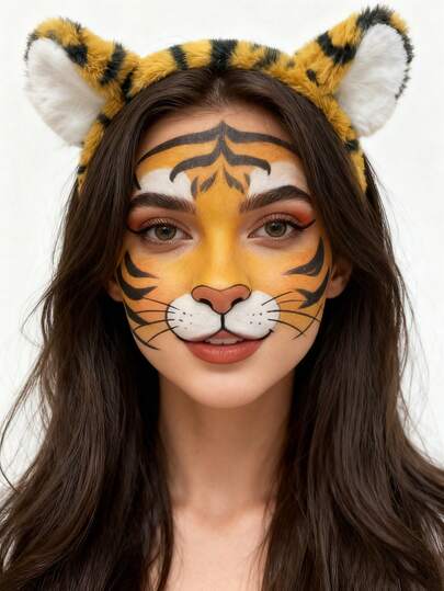 1pc Cute Cartoon Plush Headband, Super Adorable Spotted Puppy Ear Headband, Funny Daily Makeup Washing Face Hair Accessories, Suitable For Holiday, Theme Park, Party, Cosplay, Photo Shoot, Performance