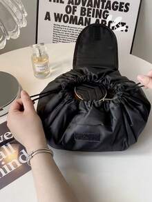 1个女士抽绳化妆包旅行收纳化妆包整理袋女士化妆袋便携防水洗漱美容盒，抽绳弹性化妆收纳袋女士便携旅行黑色大容量手提包收纳袋 - 彩色 - 查看 5