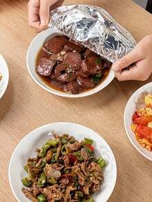 20/10/5个装可重复使用铝箔盖,桌面食物保温器,食物储存袋,食物保鲜袋,厨房收纳,家用塑料包装,接触式,剩菜储存,厨房食物保温保鲜器,适用于碗碟,保持食物温暖、新鲜、防尘,食品保鲜设备 - 彩色 - 查看 3