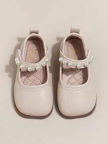 Toddler Girls' Pearl Soft Bottom Casual Loafers, Fashionable Princess Walking Shoes, Spring/Autumn - Beige - View 4