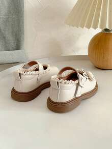 Toddler Girls' Spring/Autumn New Cute Rabbit Floral Lace Leather Shoes, Soft Sole Anti-Slip Versatile Shoes - Beige - View 5